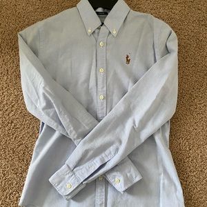 Polo Ralph Lauren Skinny Fit Cotton Oxford Shirt Light Blue